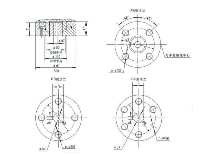 QT閥門電動執行器-連接尺寸